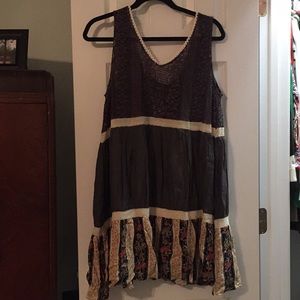 Grey and Floral Pattern bottom Tunic